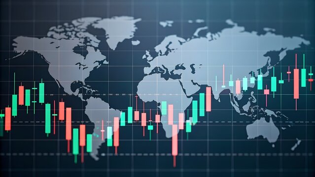 Global financial markets and economic growth chart overlay
