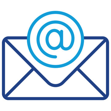 Email Envelope Line Dual Tone Icon Design Vector - Envelope with mail symbol, representing email identity or address