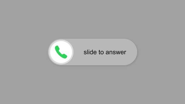Phone call alert on slide to answer grey background animation. 4k resolutions