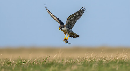 Obraz premium Falcon Diving Swiftly to Capture Its Prey