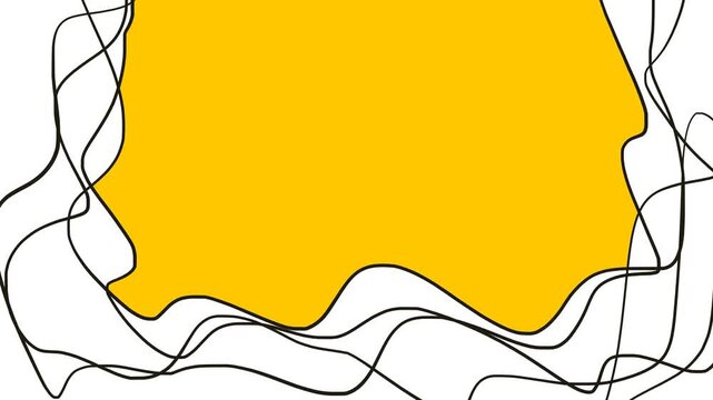 The tangled lines and yellow spot create a texture or frame or window.
