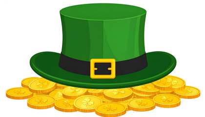 Green Leprechaun Hat  Gold Coins.