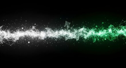 Abstract White to Green Plexus Gradient on Black