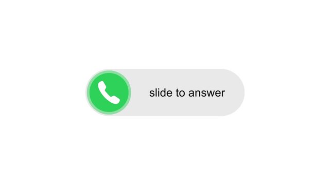 Phone call alert on slide to answer white background animation. 4k resolutions