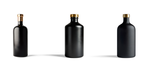 Black Bottle with Gold Top on a transparent background