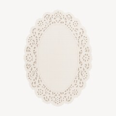 Elegant oval lace doily design.