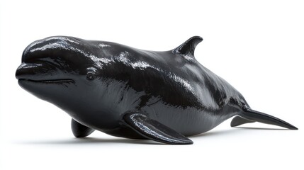 Naklejka premium Black dolphin on white background