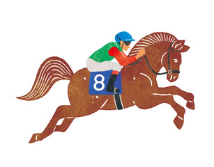 競争馬と騎手　馬とジョッキー　競馬のイラスト