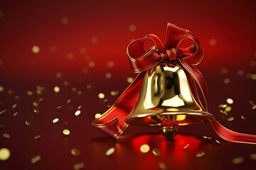 christmas bells on red background
