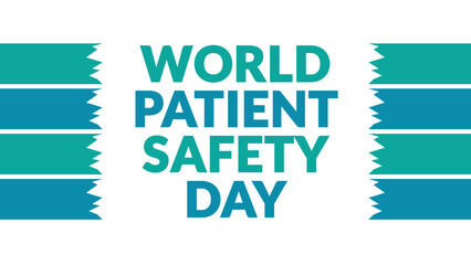World Patient Safety Day text with side lines on a White background. Which is observed every year in September to celebrate and wish World Patient Safety Day.
