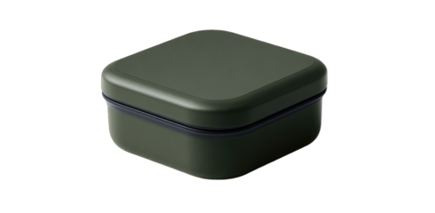 Olive green square metal lunchbox