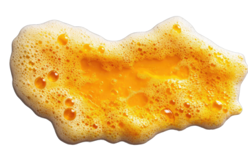 Orange, foamy liquid splatter