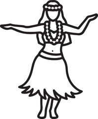 Hula dancer with arms outstretched outline hawaii polynesian