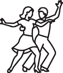 Dancing couple in dynamic pose outline dance woman