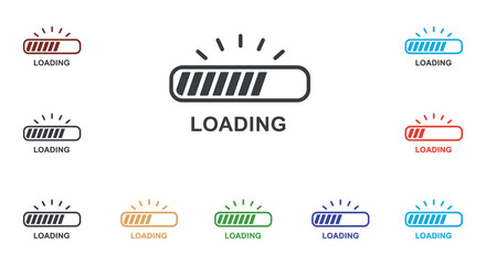 Obraz premium Loading progress bar icons in various colors on white background