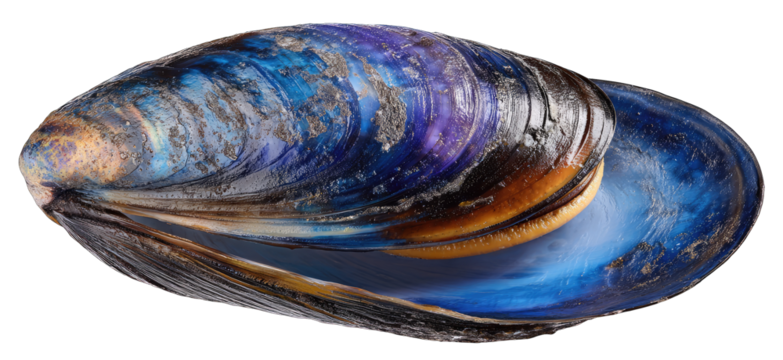 Vibrant blue-purple mussel shell