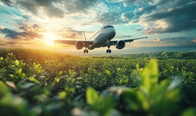 Eco-conscious traveler selecting green travel options, emphasizing sustainable aviation practices aimed at reducing carbon footprints and safeguarding the environment for future, Generative AI