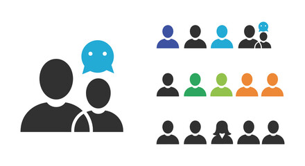 a group of people icons with a speech bubble