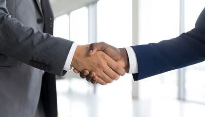 Two businessmen shaking hands, signifying a deal or agreement
