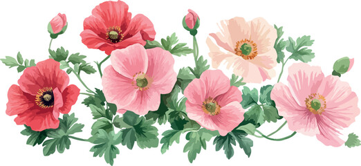 Vibrant collection of stylized blue and yellow botanical elements and wildflowers in a decorative pattern