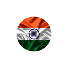 India Flag in Circular Design with Fabric Fold Texture