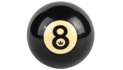 number eight billiard ball in pool with crown queen symbol isolated on solid white background Png