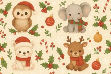 Obraz premium Adorable festive animal illustration