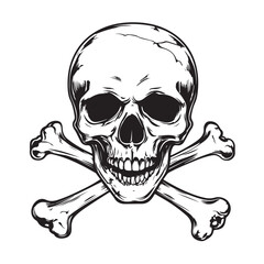 Skull and Crossbones Silhouette, Vintage Symbol Clip art, Classic Skull and Crossbones Silhouette, Hazard Warning Clip art