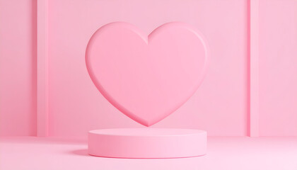 Pink Heart on Pastel Podium.