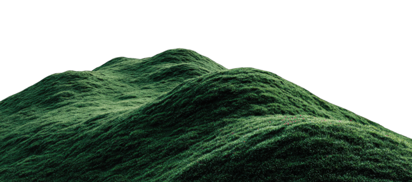 Dark green, textured hills, outlined