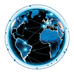 Global network connections illuminated Earth digital illustration
