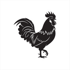 "Majestic Rooster &ndash; Bold Black and White Silhouette Art"