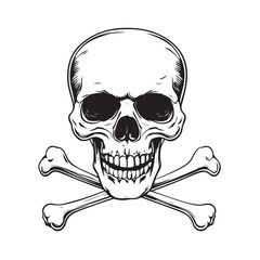 Skull and Crossbones Silhouette, Vintage Symbol Clip art, Classic Skull and Crossbones Silhouette, Hazard Warning Clip art