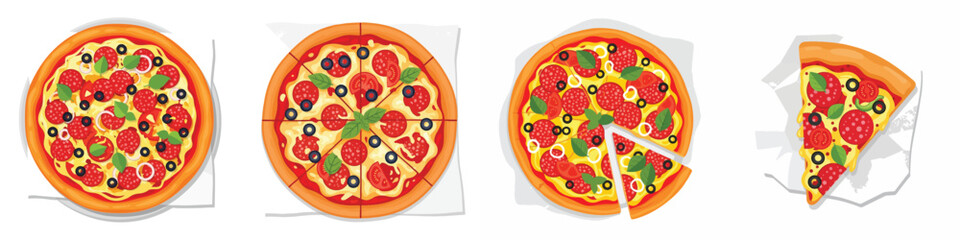 set vector of a delicious pizza slice