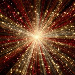 Obraz premium Radiating light, red and gold streaks, sparkling