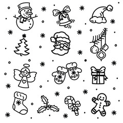 Hand Drawn Christmas Icon Pack -  12 Festive Holiday Doodle Illustrations