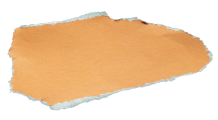 Ripped orange paper torn edges with transparent background paper tear