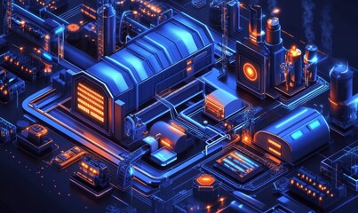 Futuristic image of a smart factory, showcasing advanced technology like AI, IoT, and robotics in manufacturing, optimizing efficiency and productivity, Generative AI