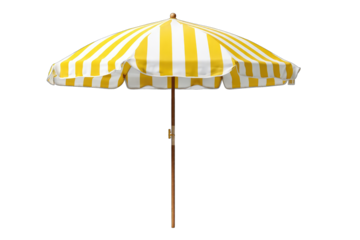 Yellow and white striped beach umbrella (1)