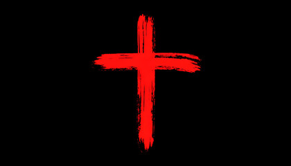 Red Cross with grunge texture, and black.