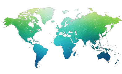 Obraz premium World map, teal-green gradient, textured