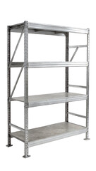 Four-tiered metal shelving unit