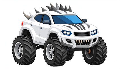 Monster Truck Design with White, and Cartoon.
