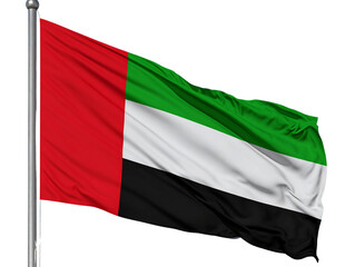 Obraz premium United Arab Emirates National Flag Waving in the Wind, Front View, Transparent PNG