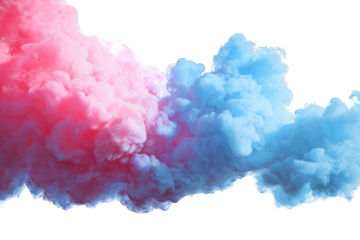 Pink and blue smoke clouds on black