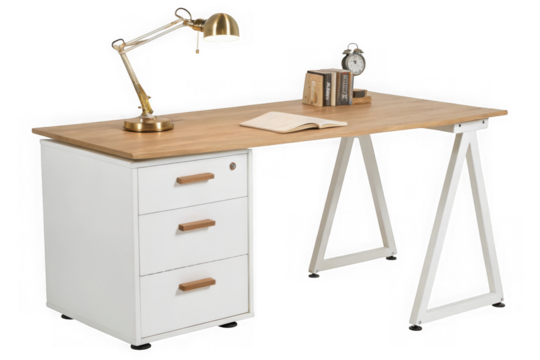 Modern home office desk isolated on transparent background transparent background