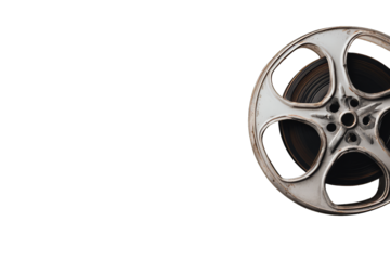 Vintage film reel, metallic, aged