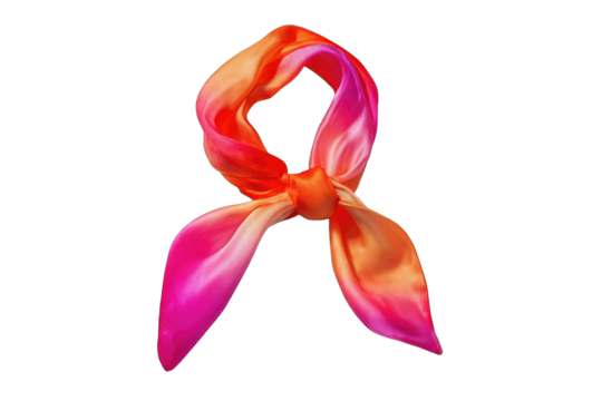 Tied silk scarf, ombre colors