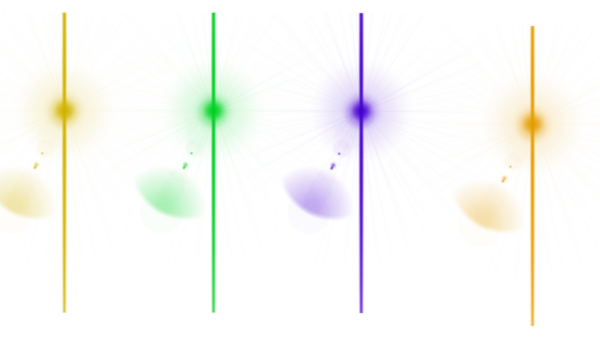 Colorful light beams on white background PNG