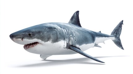 Obraz premium Great white shark, isolated on white